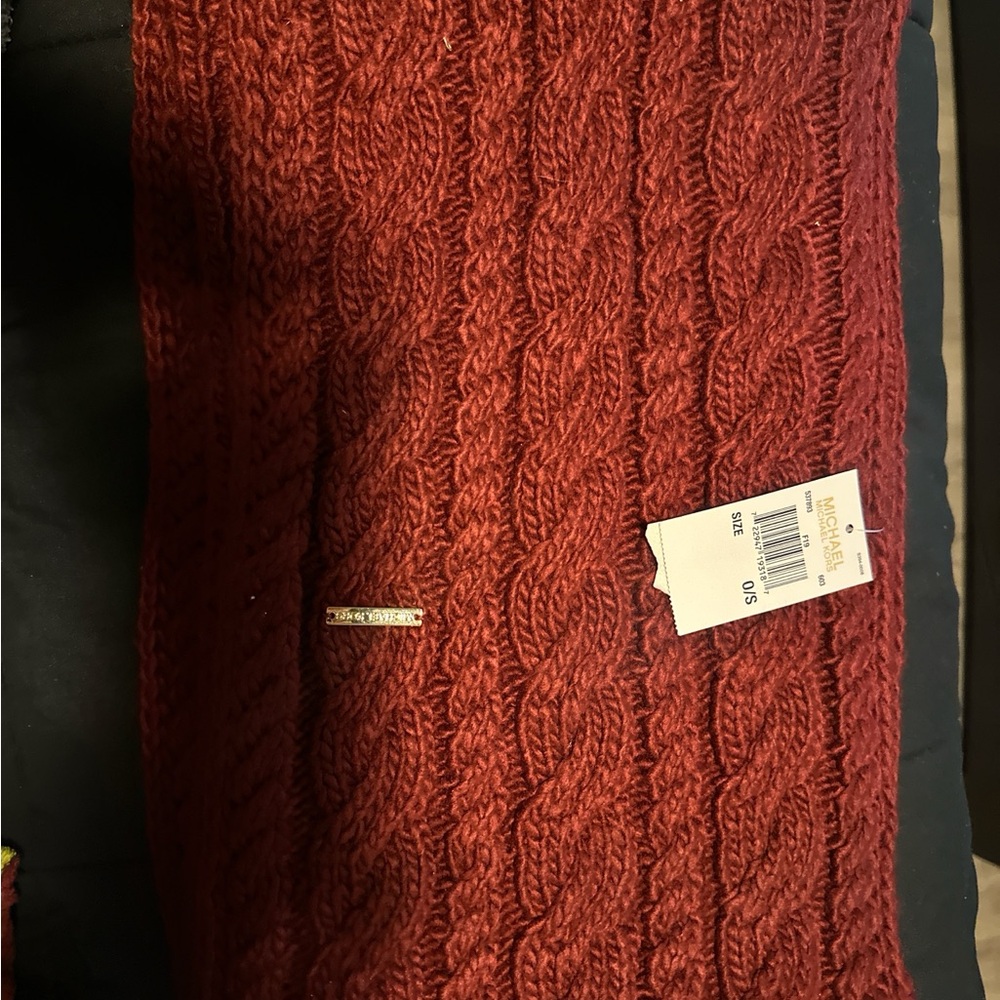 Michael Kors Red Cable Knit Scarf